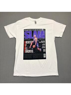 Vince Carter T-Shirt Slam Magazine Size Medium Gildan Heavy Cotton White